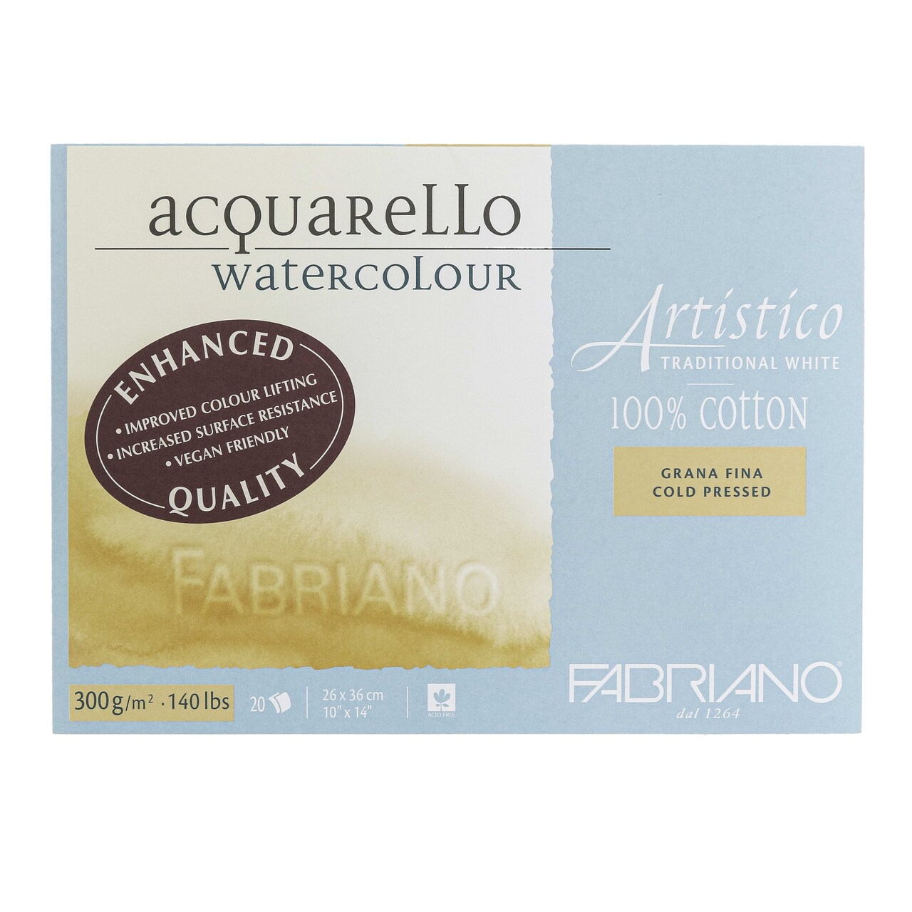 Fabriano Artistico Traditional White Watercolor Block, 140 lb./300 gsm